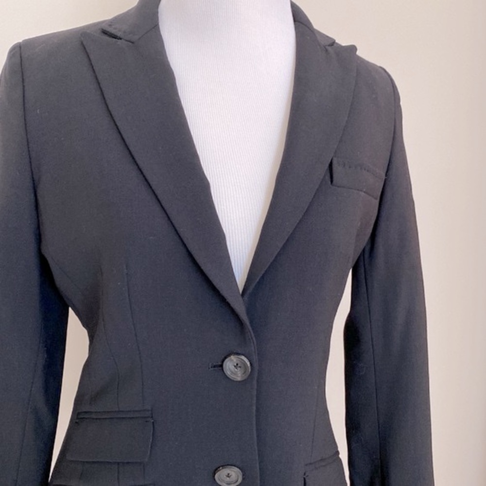 Elie Tahari Black Tailored Slimming Jacket Blazer Leopard Print Lining Sz 2 - Picture 2 of 10